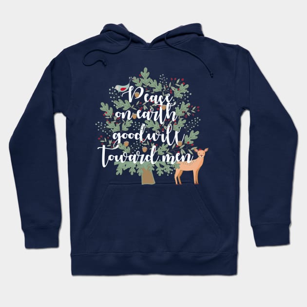 Peace on Earth Christian Christmas Design Hoodie by BeLightDesigns